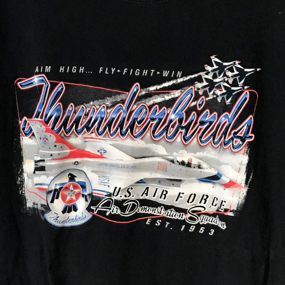 US Air Force Thunderbirds Fighter Plane Black Tee Short Sleeve T Shirt XXL - Picture 7 of 11